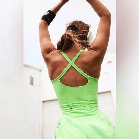 NWT  Free People Righteous Runsie romper neon green S - Picture 3 of 6